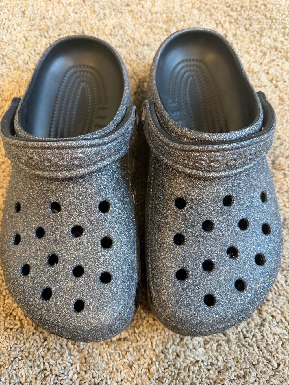 CROCS Classic Glitter Clog in Charcoal Sparkle - Picture 3 of 5